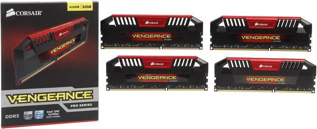 Alt view image 3 of 3 - CORSAIR Vengeance Pro 32GB (4 x 8GB) 240-Pin DDR3 SDRAM DDR3 1600 (PC3 12800) Desktop Memory Model CMY32GX3M4A1600C9R (Red)