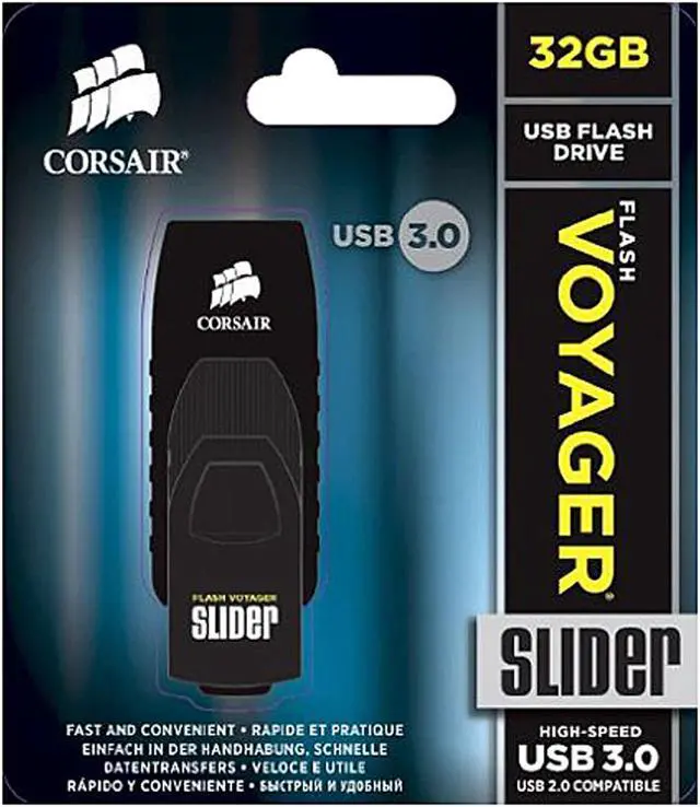 Alt view image 4 of 4 - Corsair Flash Voyager Slider USB 3.0 32GB, Capless Design, Plug and Play (CMFSL3B-32GB)
