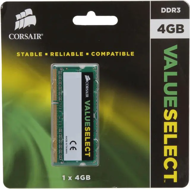 Alt view image 3 of 3 - CORSAIR ValueSelect 4GB 204-Pin DDR3 SO-DIMM DDR3L 1333 (PC3L 10600) Laptop Memory Model CMSO4GX3M1C1333C9