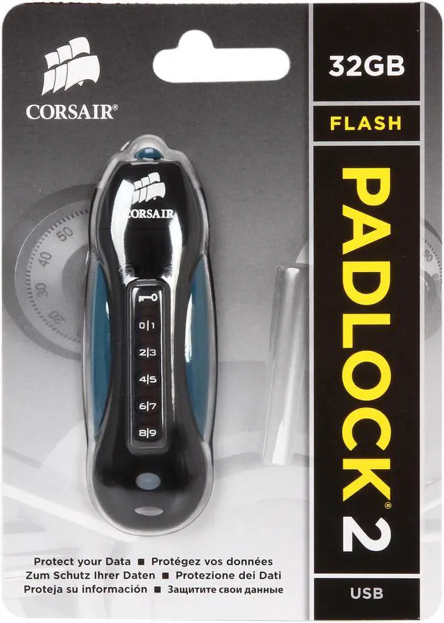 Alt view image 5 of 5 - CORSAIR Padlock 2 32GB USB 2.0 Flash Drive 256bit AES Encryption CMFPLA32GB