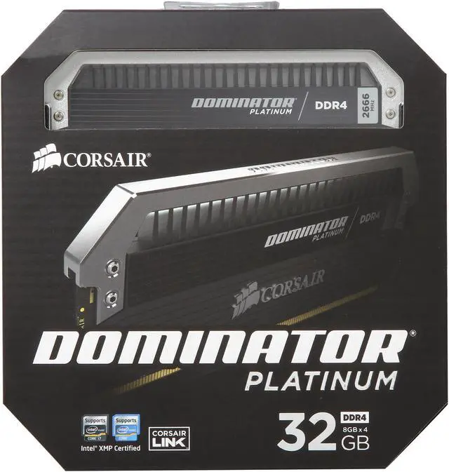 Alt view image 3 of 3 - CORSAIR Dominator Platinum 32GB (4 x 8GB) DDR4 2666 (PC4 21300) Desktop Memory Model CMD32GX4M4A2666C16