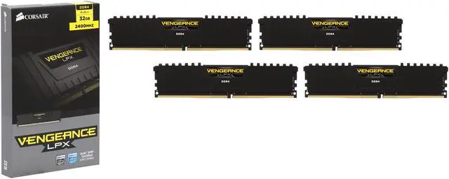 Alt view image 3 of 3 - CORSAIR Vengeance LPX 32GB (4 x 8GB) DDR4 2400 (PC4 19200) C14 Memory Kit - Black Model CMK32GX4M4A2400C14