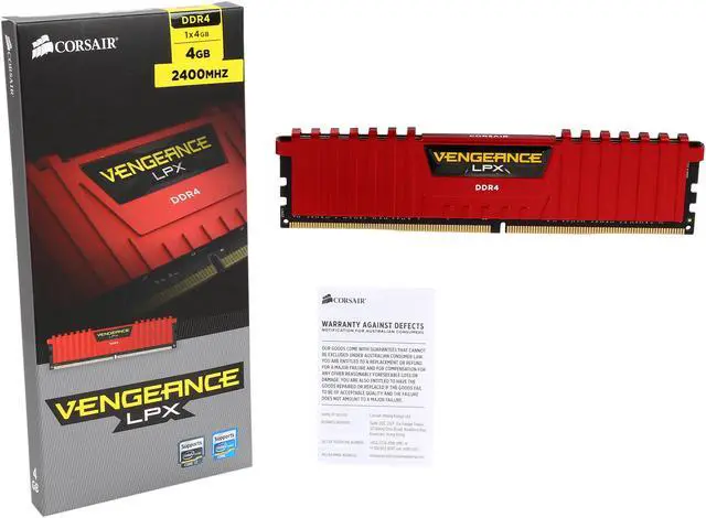 Alt view image 2 of 2 - CORSAIR Vengeance LPX 4GB DDR4 2400 (PC4 19200) Memory Kit Model CMK4GX4M1A2400C14R