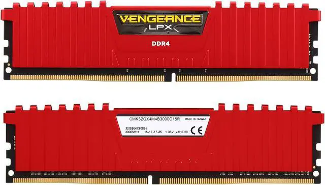Alt view image 2 of 6 - CORSAIR Vengeance LPX 32GB (4 x 8GB) DDR4 3000 (PC4 24000) Desktop Memory Kit, Corsair Vengeance Airflow Included Model CMK32GX4M4B3000C15R