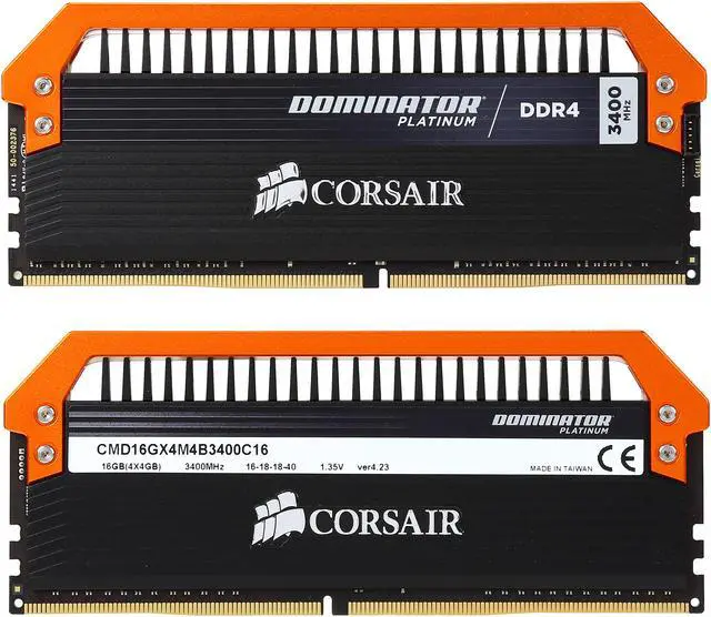 Alt view image 2 of 8 - CORSAIR Dominator Platinum 16GB (4 x 4GB) DDR4 3400 (PC4 27200) Memory Kit - Limited Edition Orange, Airflow Platinum Dominator Fan Assembly Included Model CMD16GX4M4B3400C16