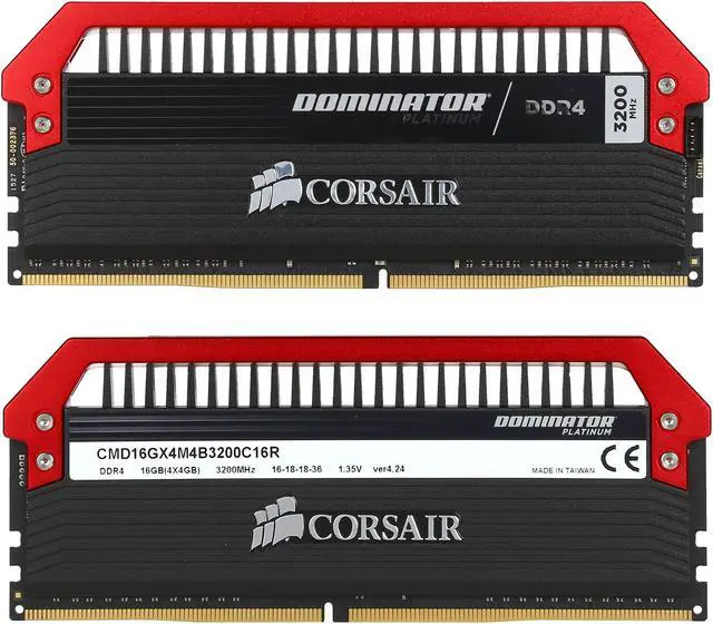 Alt view image 2 of 3 - CORSAIR Dominator Platinum 16GB (4 x 4GB) DDR4 3200 (PC4 25600) Memory Kit Model CMD16GX4M4B3200C16R