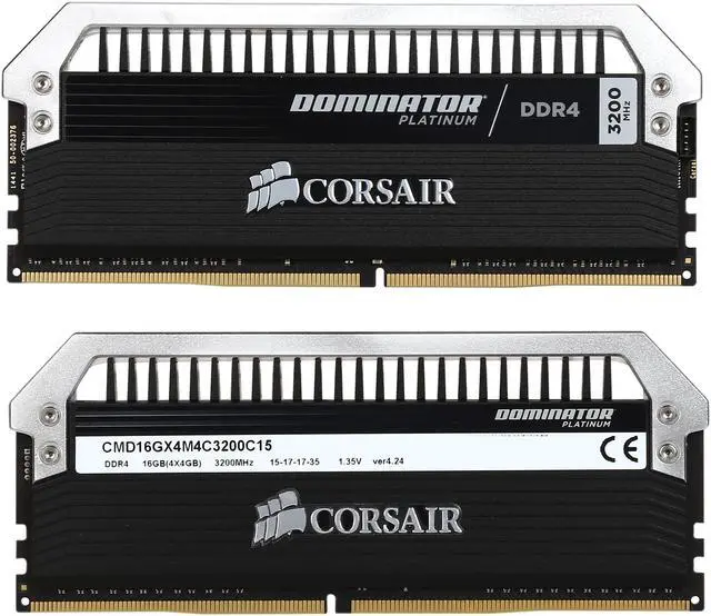 Alt view image 2 of 3 - CORSAIR Dominator Platinum 16GB (4 x 4GB) DDR4 3200 (PC4 25600) Desktop Memory Model CMD16GX4M4C3200C15