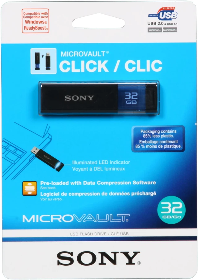 Micro Vault Usb SONY Micro Vault Click 32GB USB 2.0 Flash Drive with Virtual Expander ...