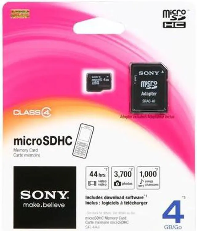 Alt view image 4 of 4 - SONY 4GB microSDHC Flash Card Model SR4A4
