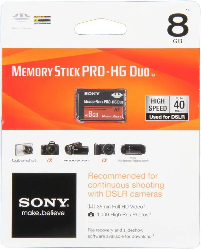 Alt view image 4 of 4 - SONY 8GB Memory Stick PRO-HG Duo HX Flash Card Model MSHX8B