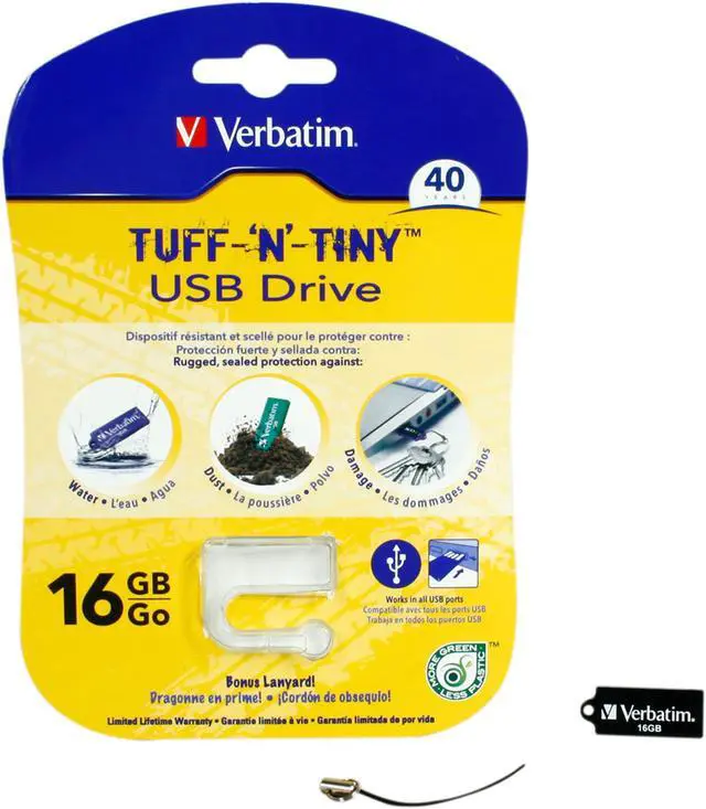 Alt view image 5 of 5 - Verbatim TUFF-'N'-TINY 16GB USB 2.0 Flash Drive (Black) 97168