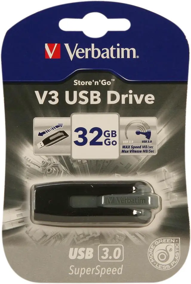 Alt view image 5 of 5 - Verbatim 32GB Store 'n' Go V3 USB 3.0 Flash Drive, Black/Gray Model 49173