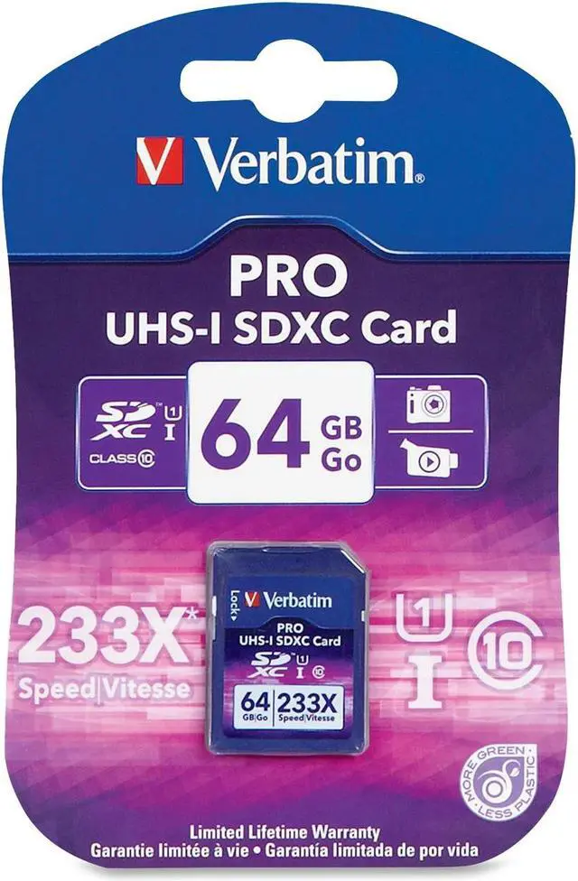 Main image of Verbatim Pro 64GB Secure Digital Extended Capacity (SDXC) Flash Card Model 97466