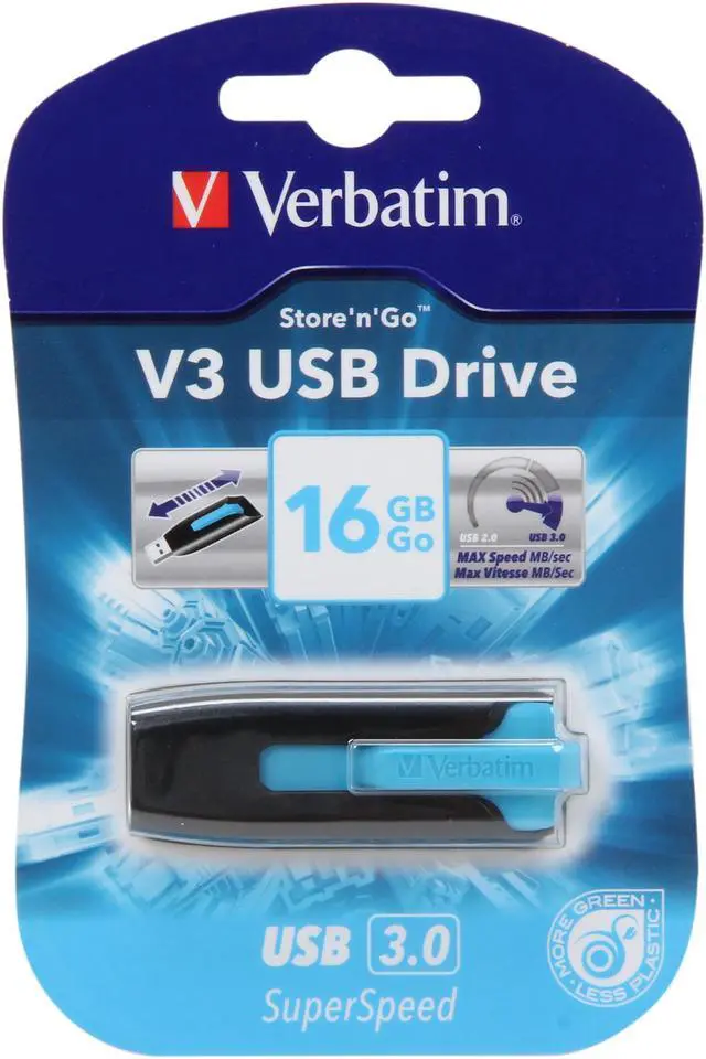 Alt view image 5 of 5 - Verbatim Store 'n' Go V3 16 GB USB 3.0 Flash Drive - Caribbean Blue