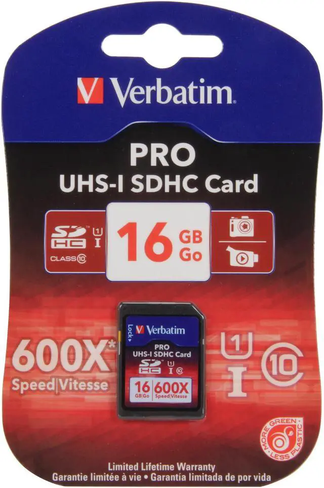 Alt view image 4 of 4 - Verbatim PRO 16 GB Secure Digital High Capacity (SDHC) - 1 Card