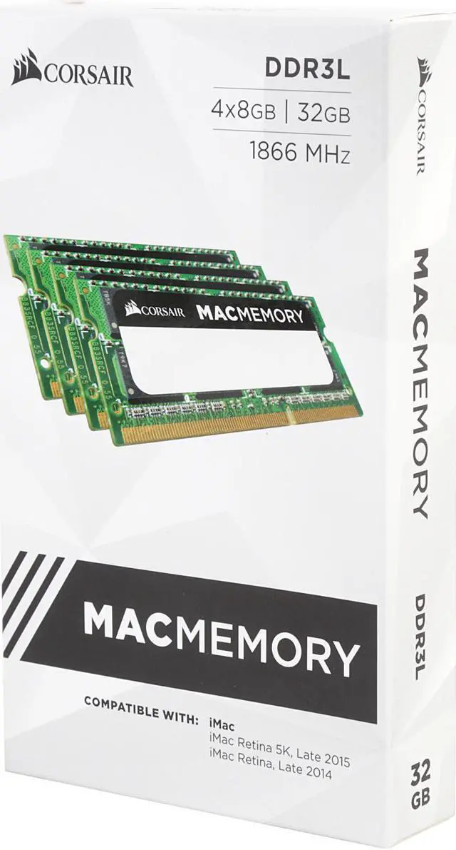 Alt view image 2 of 2 - CORSAIR 32GB (4 x 8GB) DDR3L 1866 (PC3L 14900) Unbuffered Mac Memory Model CMSA32GX3M4C1866C11