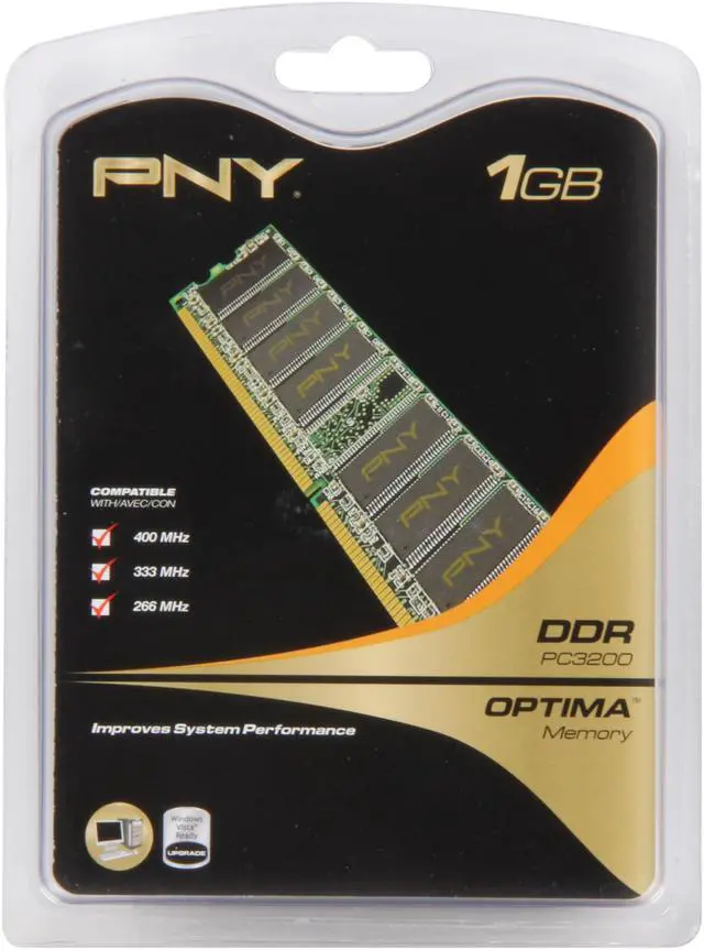 Alt view image 3 of 3 - PNY Optima 1GB DDR 400 (PC 3200) Desktop Memory Model MD1024SD1-400