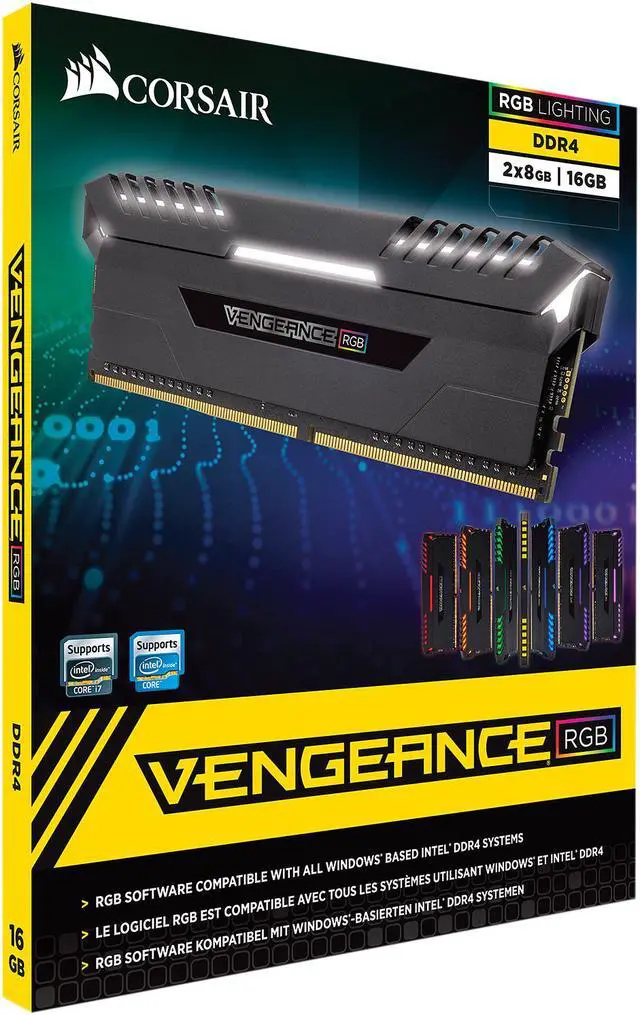 Alt view image 5 of 5 - CORSAIR Vengeance RGB DRAM 16GB (2 x 8GB) DDR4 3000 (PC4-24000) C15 - Intel 100/200 Series Desktop Memory
