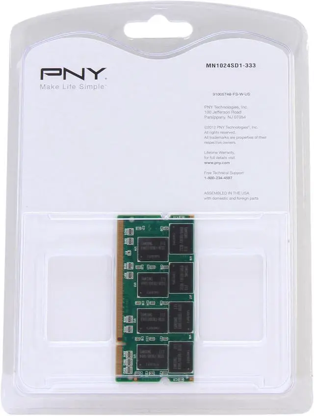 Alt view image 3 of 3 - PNY Optima 1GB 200-Pin DDR SO-DIMM DDR 333 (PC 2700) Laptop Memory Model MN1024SD1-333