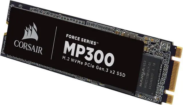 Alt view image 2 of 6 - Corsair Force MP300 M.2 2280 960GB PCI-Express 3.0 x2, NVME 1.3 3D TLC Internal Solid State Drive (SSD) CSSD-F960GBMP300