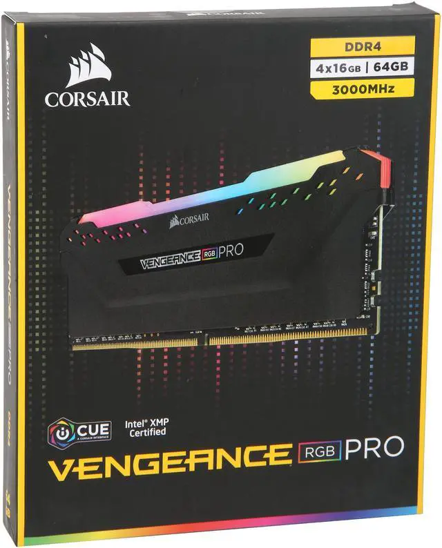 Alt view image 5 of 5 - CORSAIR Vengeance RGB Pro 64GB (4 x 16GB) DDR4 3000 (PC4 24000) Desktop Memory Model CMW64GX4M4C3000C15