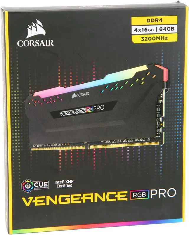 Alt view image 5 of 5 - CORSAIR Vengeance RGB Pro 64GB (4 x 16GB) DDR4 3200 (PC4 25600) Desktop Memory Model CMW64GX4M4C3200C16