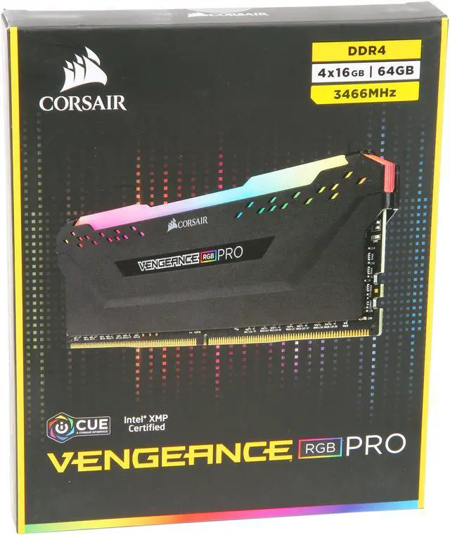 Alt view image 5 of 5 - CORSAIR Vengeance RGB Pro 64GB (4 x 16GB) DDR4 3466 (PC4 27700) Desktop Memory Model CMW64GX4M4C3466C16