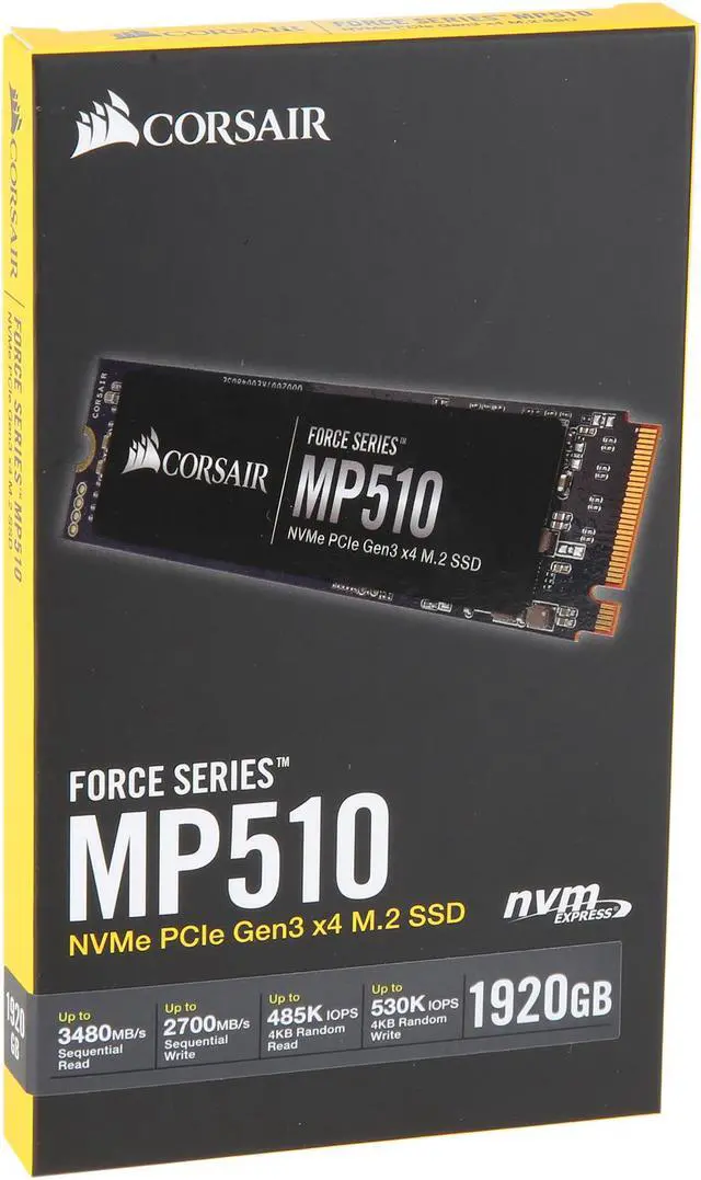 Alt view image 13 of 13 - Corsair Force MP510 M.2 2280 1.92TB PCI-Express 3.0 x4, NVMe 1.3 3D TLC Internal Solid State Drive (SSD) CSSD-F1920GBMP510