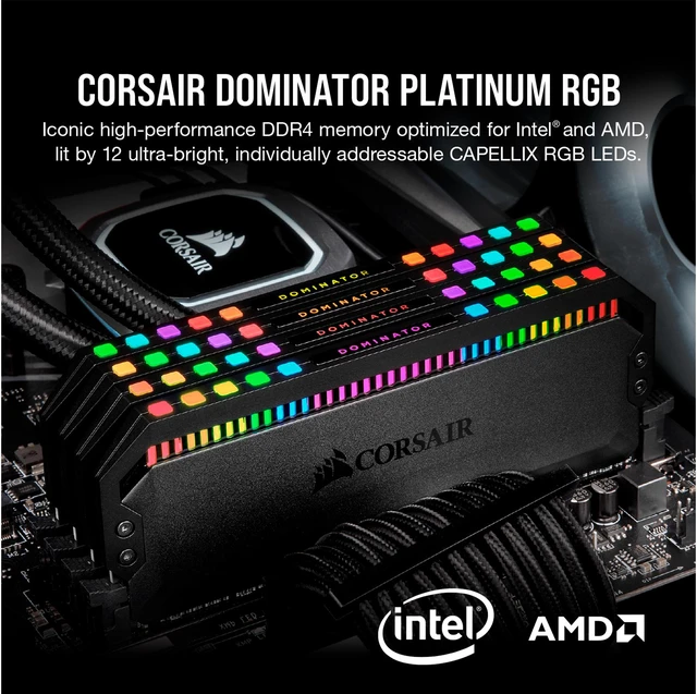 Alt view image 2 of 5 - CORSAIR Dominator Platinum RGB 32GB (4 x 8GB) DDR4 3000 (PC4 24000) Desktop Memory Model CMT32GX4M4C3000C15