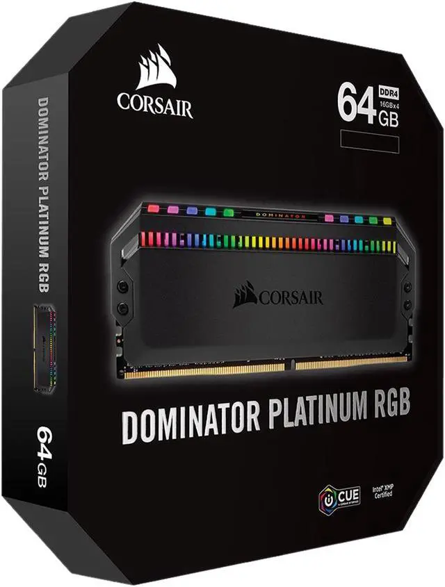 Alt view image 5 of 5 - CORSAIR Dominator Platinum RGB 64GB (4 x 16GB) DDR4 3200 (PC4 25600) Desktop Memory Model CMT64GX4M4C3200C16