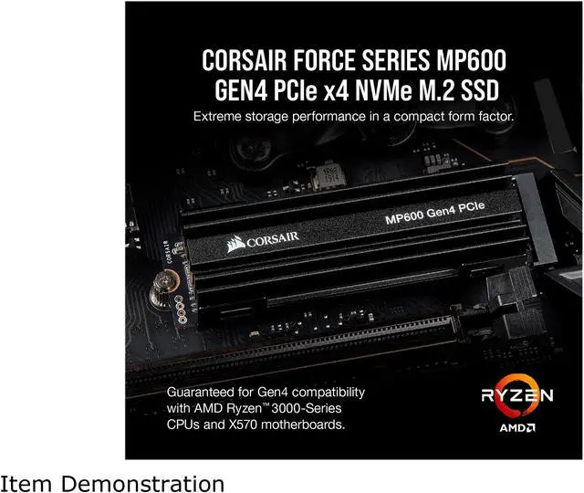Alt view image 2 of 14 - Corsair Force MP600 M.2 2280 500GB PCI-Express Gen 4.0 x4 NVMe 3D TLC Internal Solid State Drive (SSD) CSSD-F500GBMP600