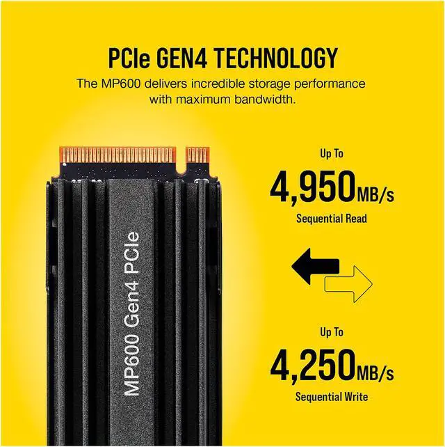 Alt view image 3 of 14 - Corsair Force MP600 M.2 2280 500GB PCI-Express Gen 4.0 x4 NVMe 3D TLC Internal Solid State Drive (SSD) CSSD-F500GBMP600