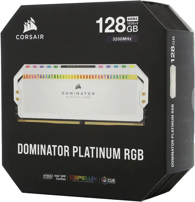 Alt view image 4 of 4 - CORSAIR Dominator Platinum RGB 128GB (8 x 16GB) DDR4 3200 (PC4 25600) Desktop Memory Model CMT128GX4M8C3200C16W