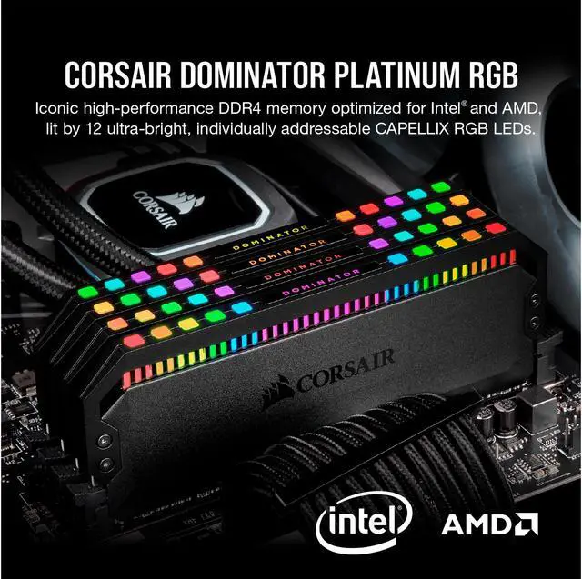 Alt view image 3 of 6 - CORSAIR Dominator Platinum RGB 64GB (2 x 32GB) DDR4 3200 (PC4 25600) Desktop Memory Model CMT64GX4M2C3200C16