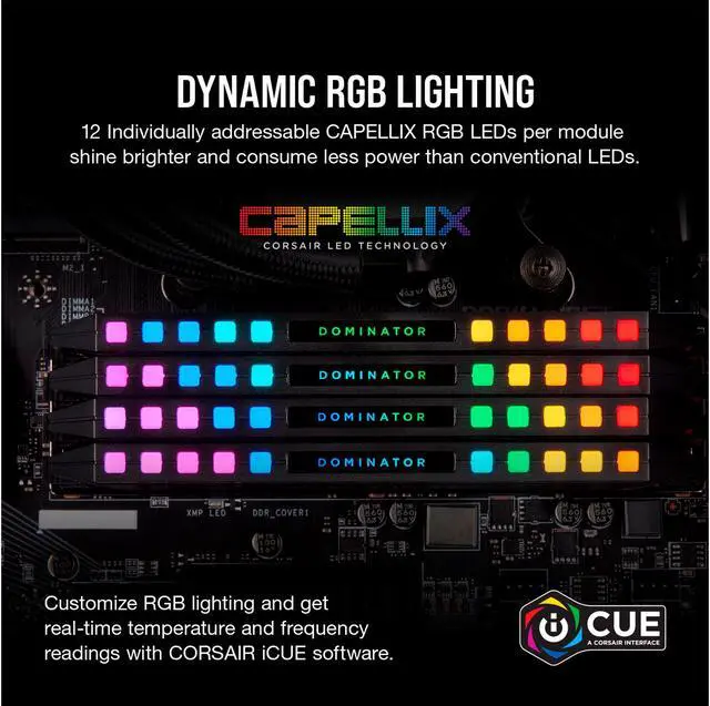 Alt view image 5 of 6 - CORSAIR Dominator Platinum RGB 64GB (2 x 32GB) DDR4 3200 (PC4 25600) Desktop Memory Model CMT64GX4M2C3200C16