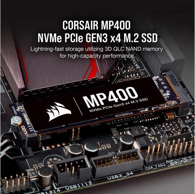 Alt view image 2 of 7 - Corsair MP400 M.2 2280 1TB PCI-Express 3.0 x4, NVMe 1.3 3D QLC Internal Solid State Drive (SSD) CSSD-F1000GBMP400