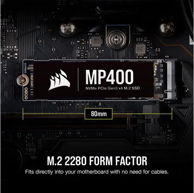 Alt view image 5 of 7 - Corsair MP400 M.2 2280 1TB PCI-Express 3.0 x4, NVMe 1.3 3D QLC Internal Solid State Drive (SSD) CSSD-F1000GBMP400