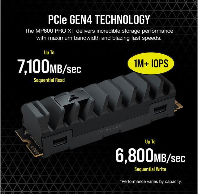 Alt view image 12 of 15 - Corsair MP600 PRO XT M.2 2280 1TB PCI-Express 4.0 x4 NVMe 1.4 3D TLC Internal Solid State Drive (SSD) CSSD-F1000GBMP600PXT