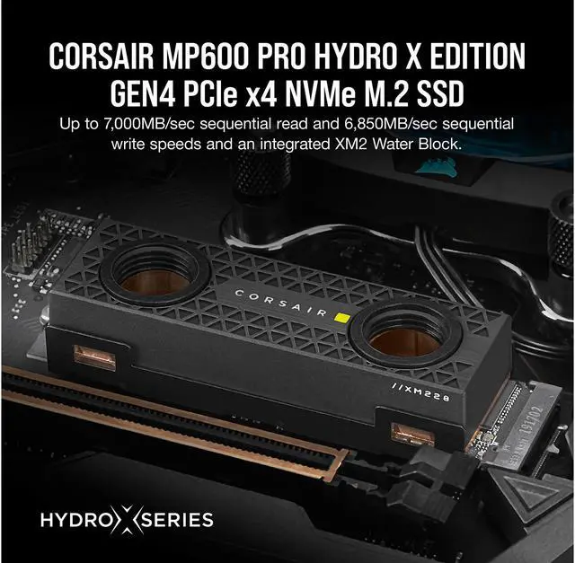 Alt view image 10 of 13 - Corsair MP600 PRO XT Hydro X Edition M.2 2280 4TB PCI-Express 4.0 x4 NVMe 1.4 3D TLC Internal Solid State Drive Up to 7,100MB/sec (SSD) CSSD-F4000GBMP600PHXT