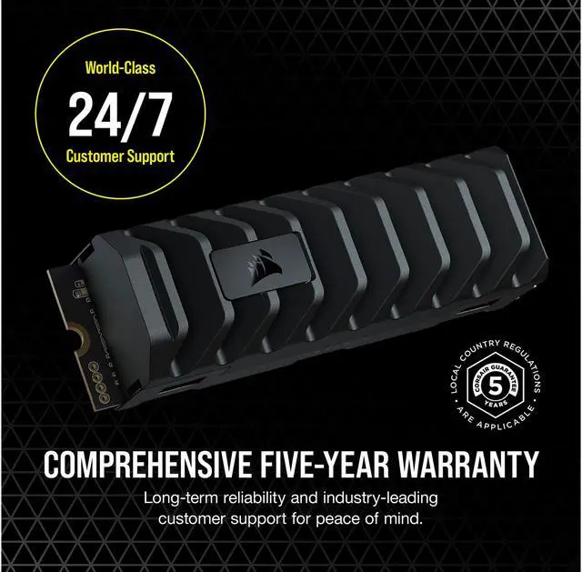 Alt view image 6 of 15 - Corsair MP600 PRO XT M.2 2280 4TB PCI-Express 4.0 x4 NVMe 1.4 3D TLC Internal Solid State Drive up to 7,100MB/sec (SSD) CSSD-F4000GBMP600PXT