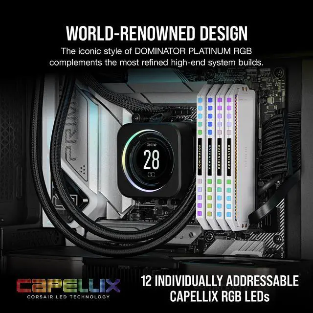 Alt view image 2 of 5 - CORSAIR Dominator Platinum RGB 64GB (2 x 32GB) 288-Pin PC RAM DDR5 5200 (PC5 41600) Desktop Memory Model CMT64GX5M2B5200C40W