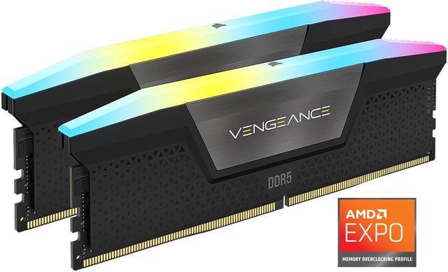 CORSAIR Vengeance RGB 64GB (2 x 32GB) 288-Pin PC RAM DDR5 5600 (PC5 44800)  XMP 3.0 AMD EXPO Desktop Memory Model CMH64GX5M2B5600Z40K