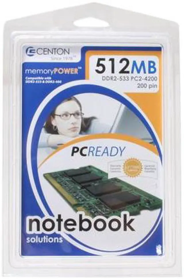 Main image of CENTON 512MB 200-Pin DDR2 SO-DIMM DDR2 533 (PC2 4200) Laptop Memory Model 512MBS/D2-533