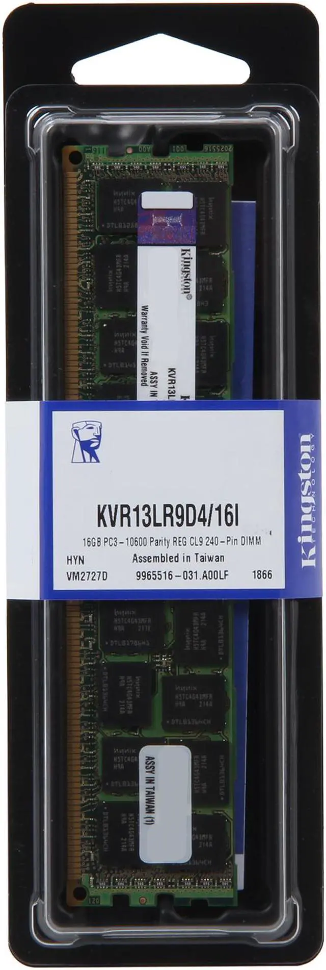 Alt view image 3 of 3 - Kingston 16GB ECC Registered DDR3 1333 Server Memory DR x4 1.35V Intel Model KVR13LR9D4/16I