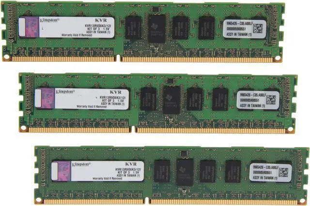 Main image of Kingston 12GB (3 x 4GB) ECC Registered DDR3 1333 Server Memory DR x8 Intel Model KVR13R9D8K3/12I