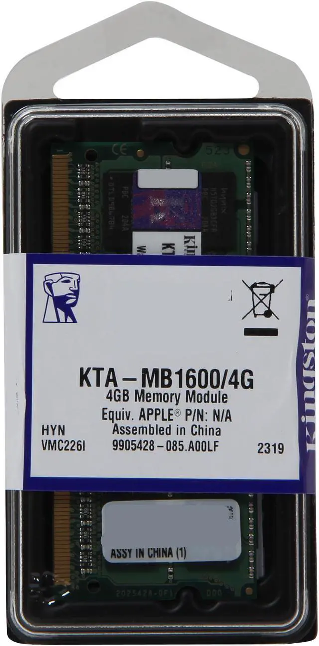 Alt view image 3 of 3 - Kingston 4GB DDR3 1600 Memory for Apple Model KTA-MB1600/4G