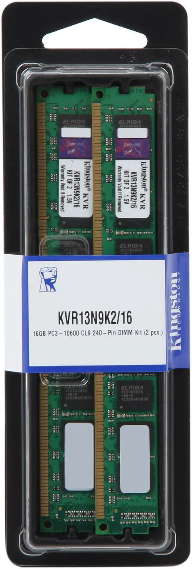 Kingston 16GB (2 x 8GB) DDR3 1333 Desktop Memory Model KVR13N9K2