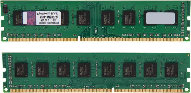 Alt view image 2 of 3 - Kingston 24GB (3 x 8GB) DDR3 1333 Desktop Memory Model KVR13N9K3/24