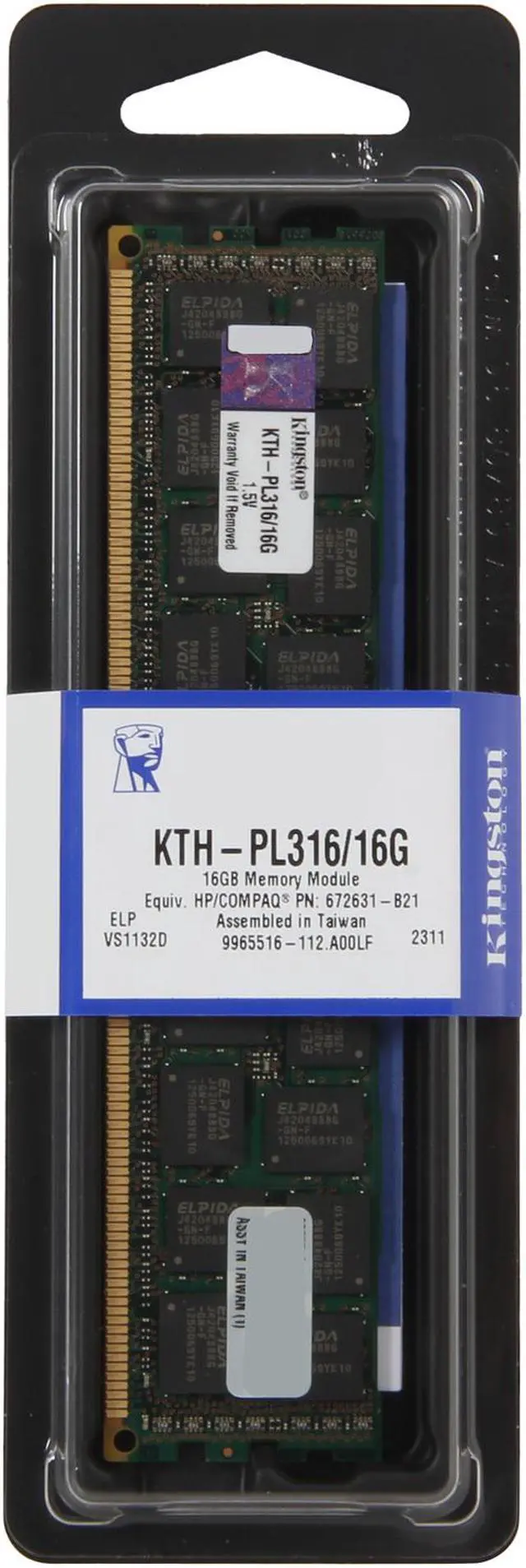 Alt view image 2 of 2 - Kingston 16GB 240-Pin DDR3 SDRAM ECC Registered DDR3 1600 System Specific Memory Model KTH-PL316/16G