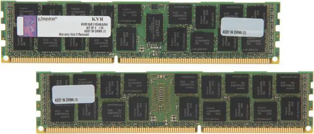 Alt view image 2 of 3 - Kingston 64GB (4 x 16GB) ECC Registered DDR3 1600 Server Memory DR x4 Model KVR16R11D4K4/64